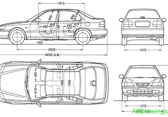 Honda Integra SJ (Хонда Интегра СДж) - чертежи (рисунки) автомобиля